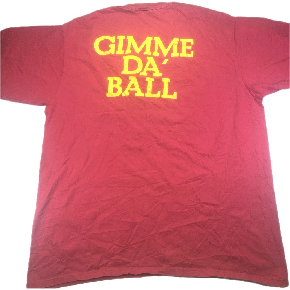 Vintage 90s Jerzees Mud Bowl Gimme Da Ball Graphic Tee XXL Red Single Stitch USA - Picture 2 of 9